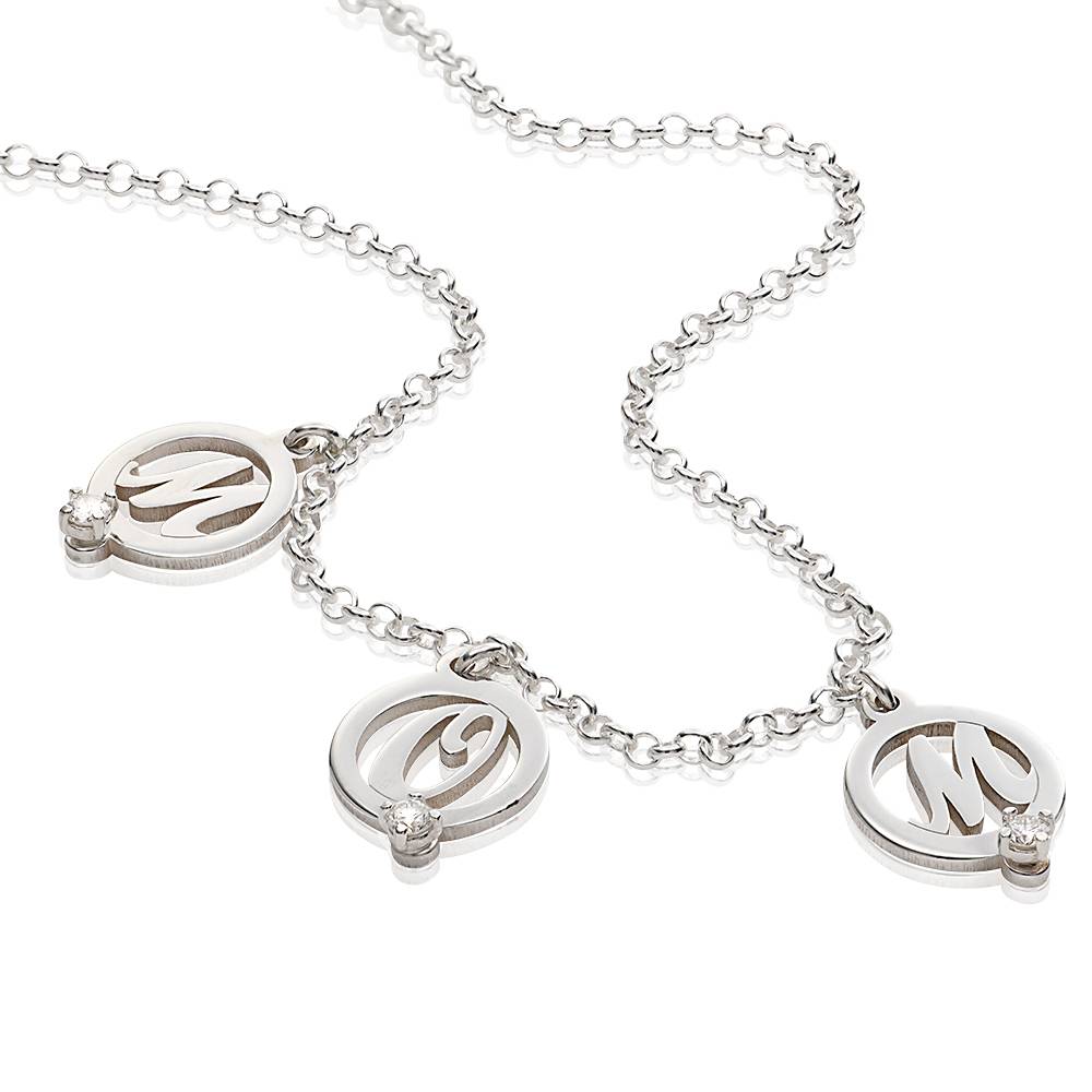 Halo Multi Initial Necklace with 0.05ct Diamonds in Sterling Silver-3 product photo