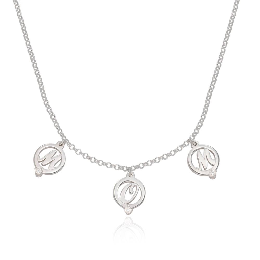 Halo Initialen Halskette mit 0.05ct Diamanten - 925er Sterlingsilber Produktfoto