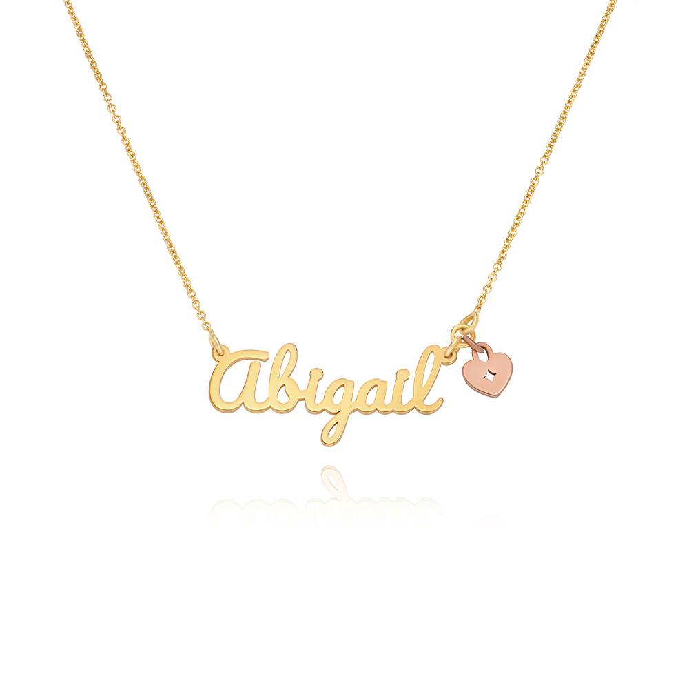 Heart Charm Name Necklace in 18K Gold Plating product photo
