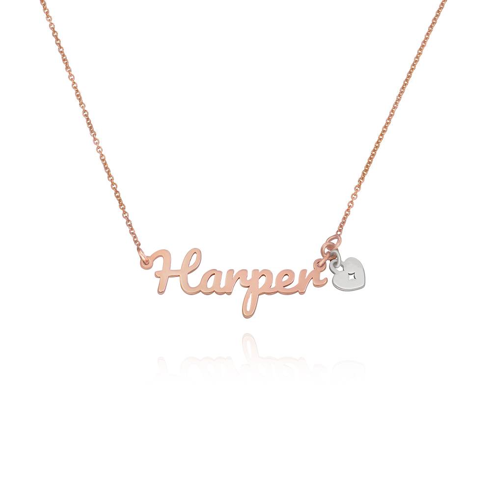 Heart Charm Name Necklace in 18ct Rose Gold Plating product photo