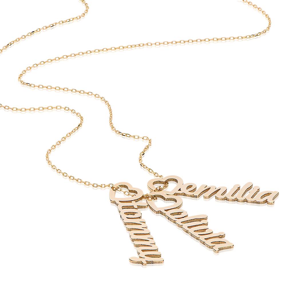 Heart Drop Vertical Name Necklace in 14ct Yellow Gold-3 product photo