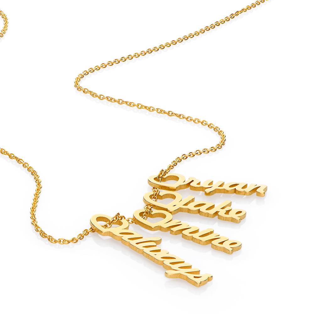 Heart Drop Vertical Name Necklace in 18K Gold Plating product photo