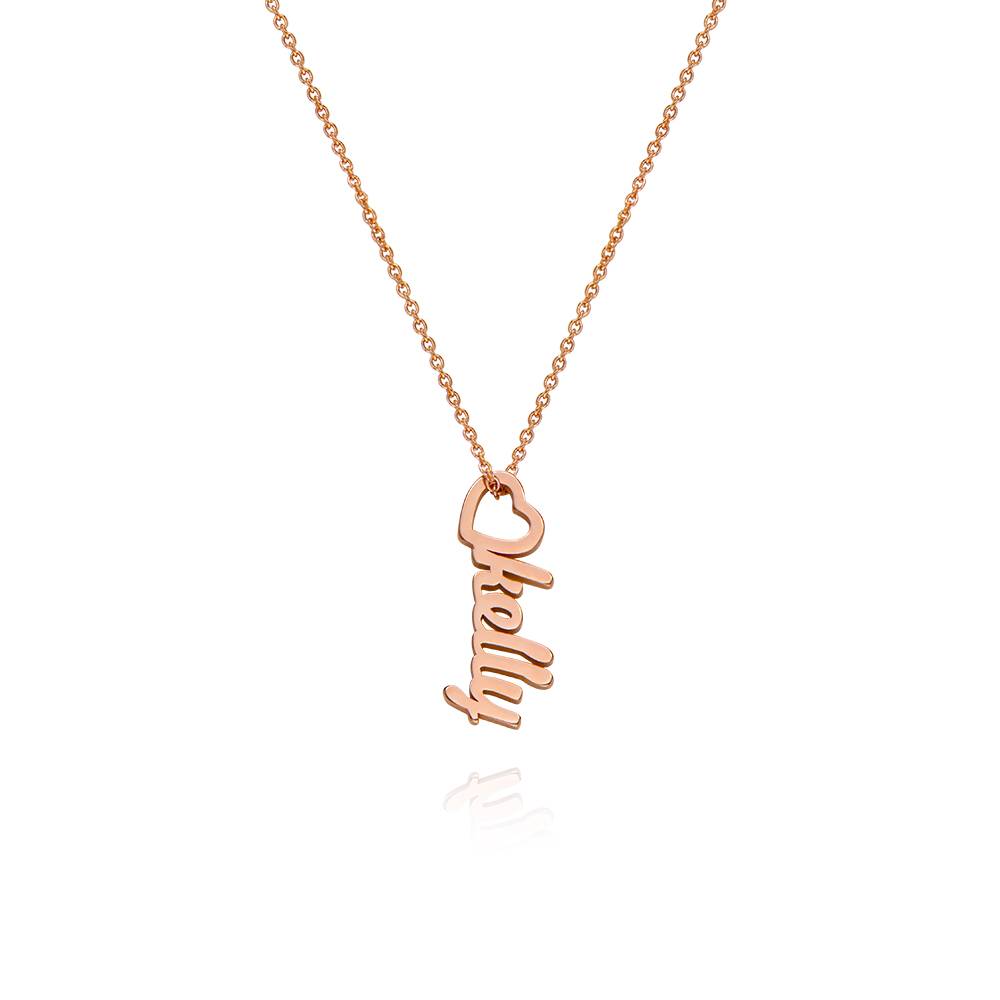 Heart Drop Vertical Name Necklace in 18ct Rose Gold Plating-3 product photo