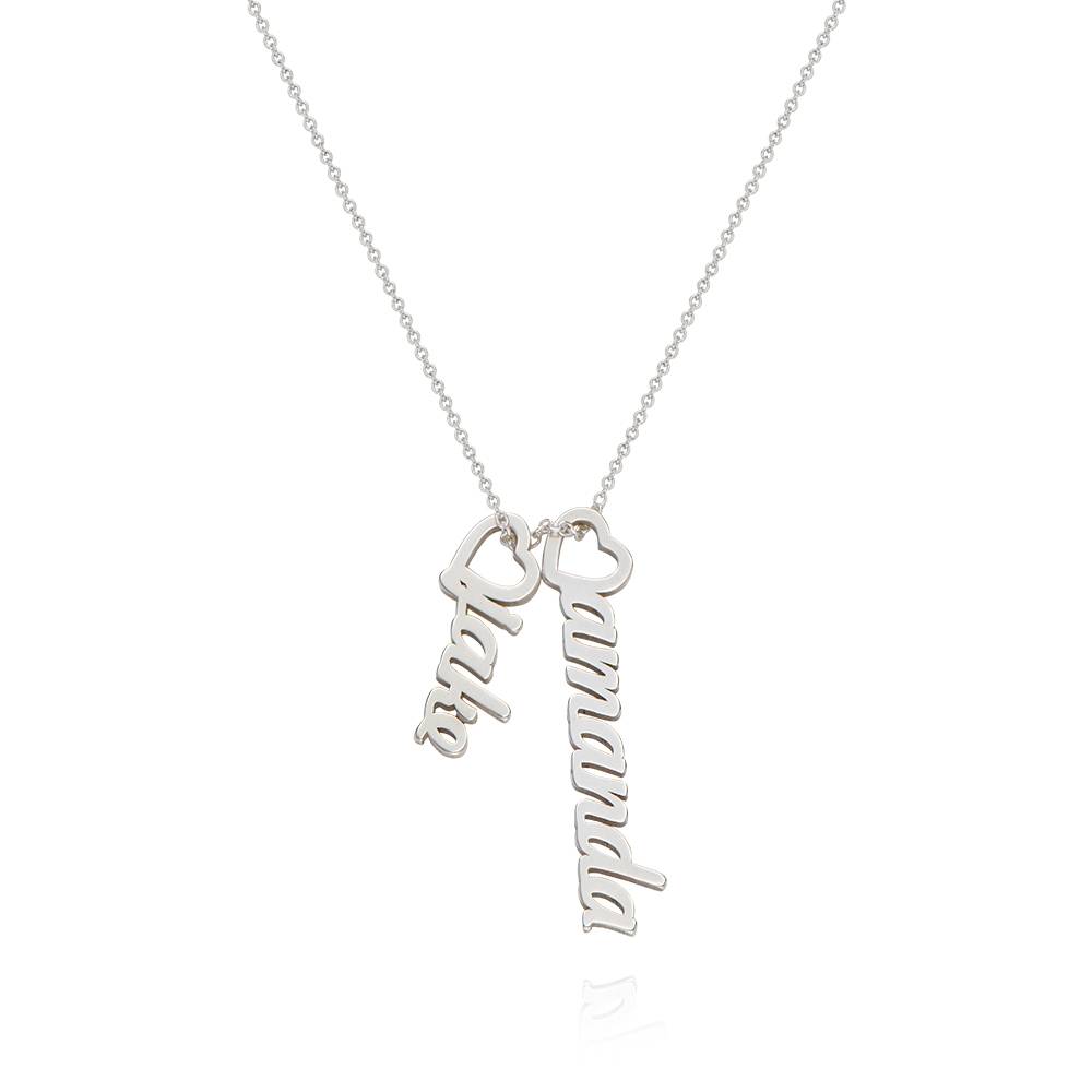 Heart Drop Vertical Name Necklace i sølv-4 produktbilde