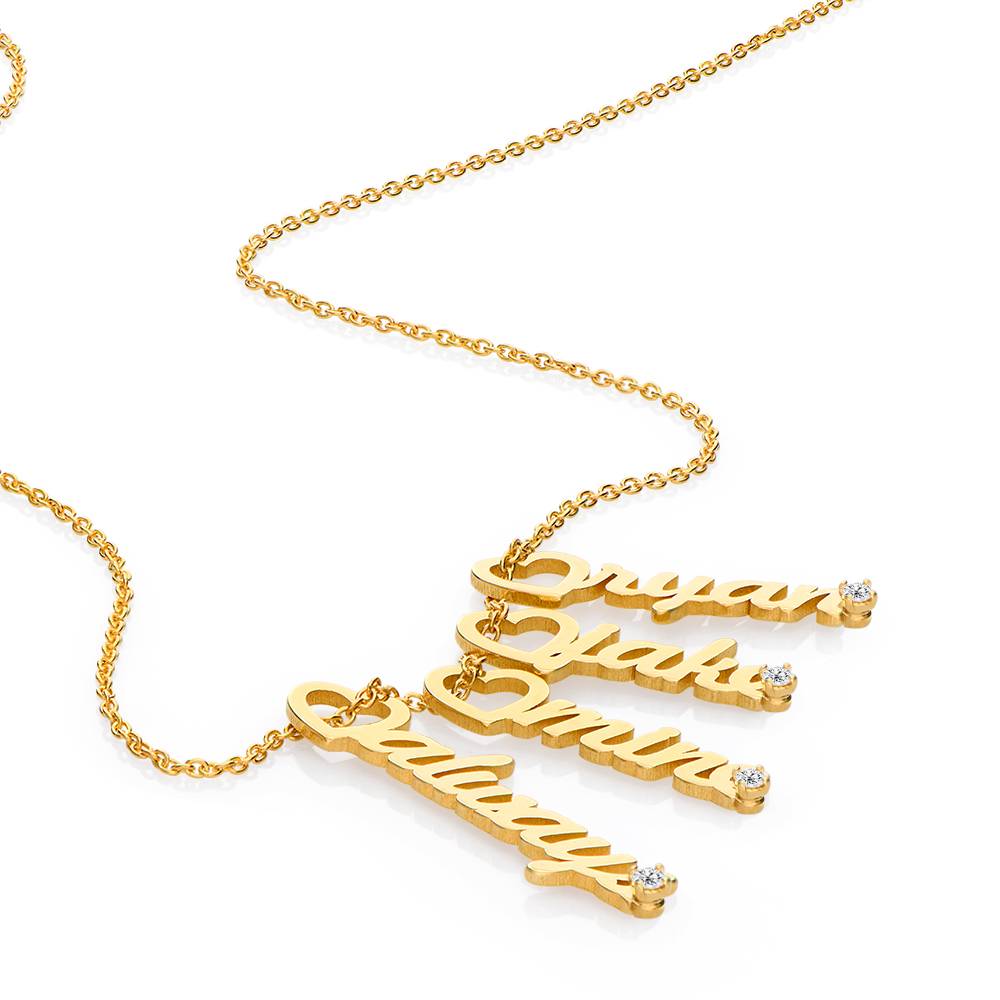 Heart Drop Vertical Name Necklace with 0.05CT Diamond in 18ct Gold Vermeil-6 product photo
