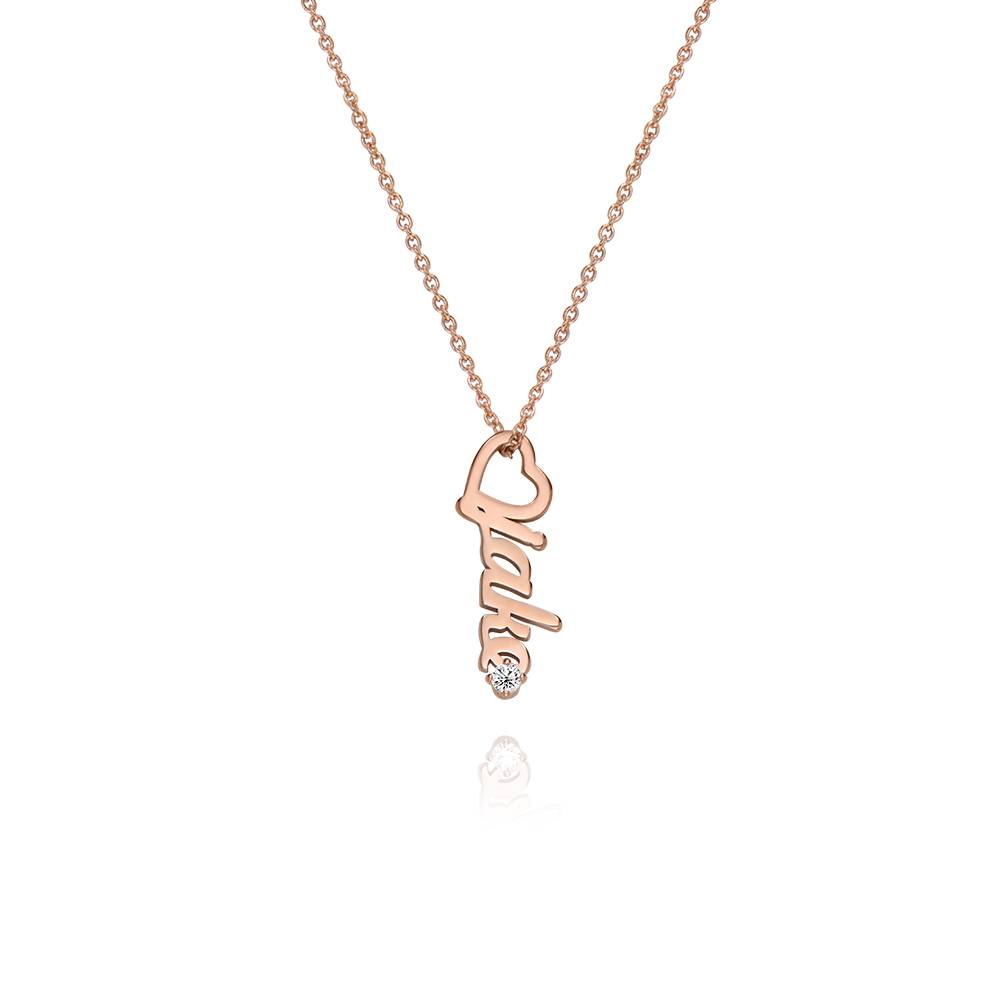 Heart Drop Vertical Name Necklace with 0.05CT Diamond in 18ct Rose Gold Plating-5 product photo