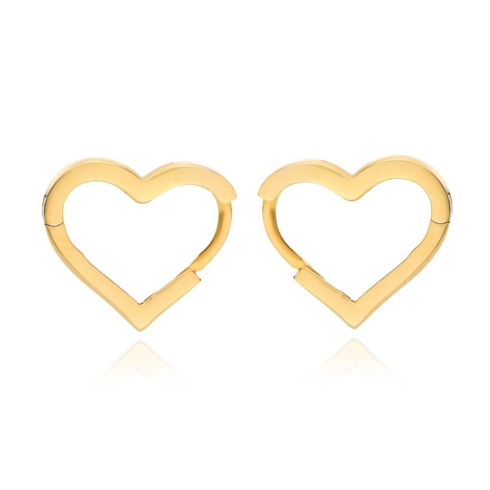 Heart Huggie Earrings in 18ct Gold Vermeil-5 product photo