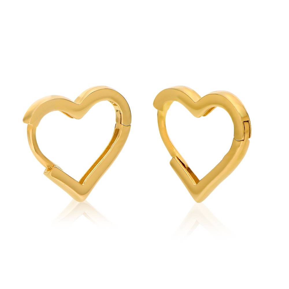 Heart Huggie Earrings in 18ct Gold Vermeil-4 product photo
