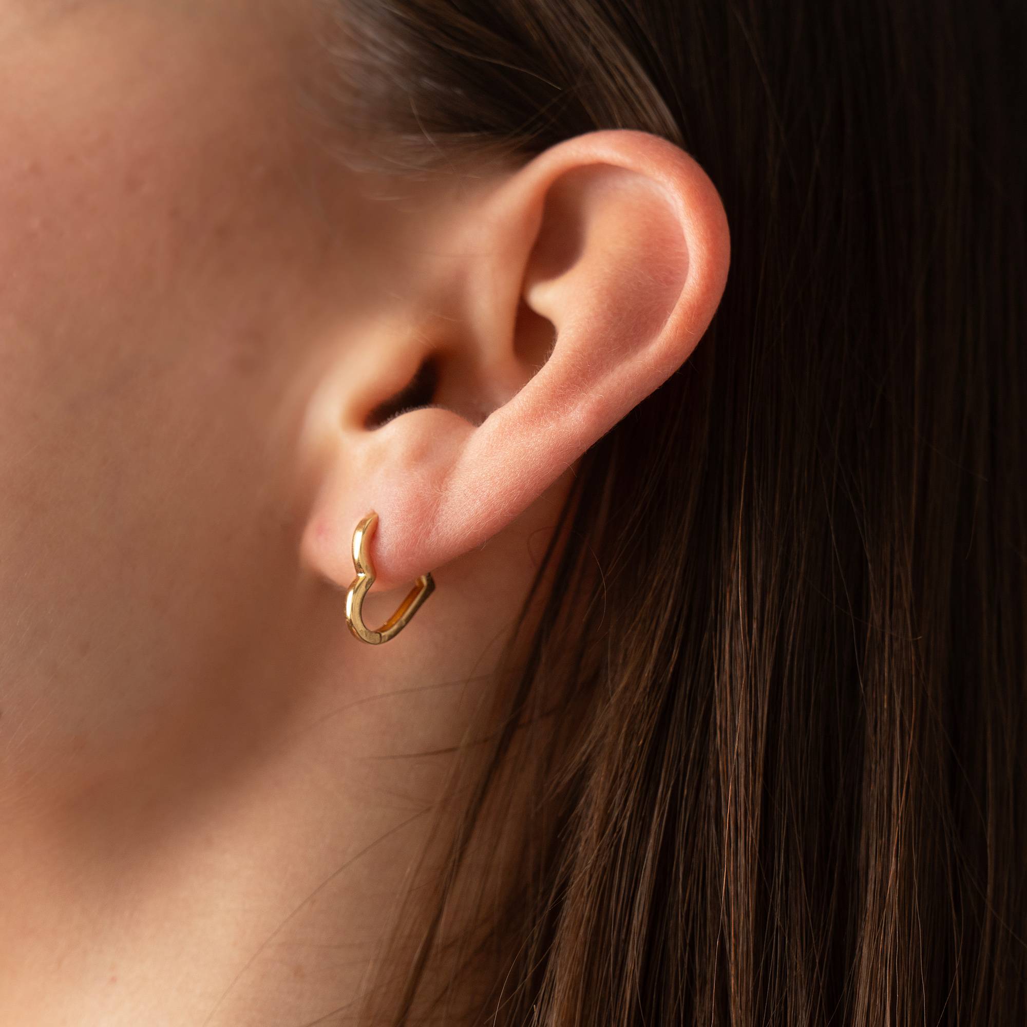 Heart Huggie Earrings in 18ct Gold Vermeil-3 product photo