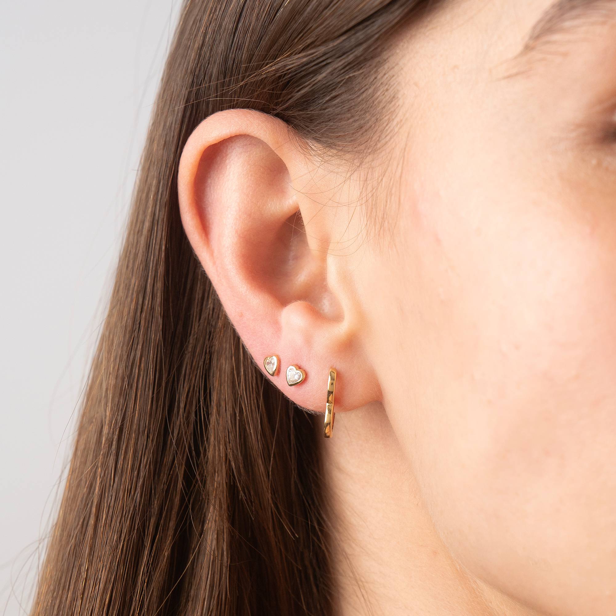 Heart Huggie Earrings in 18ct Gold Vermeil-6 product photo