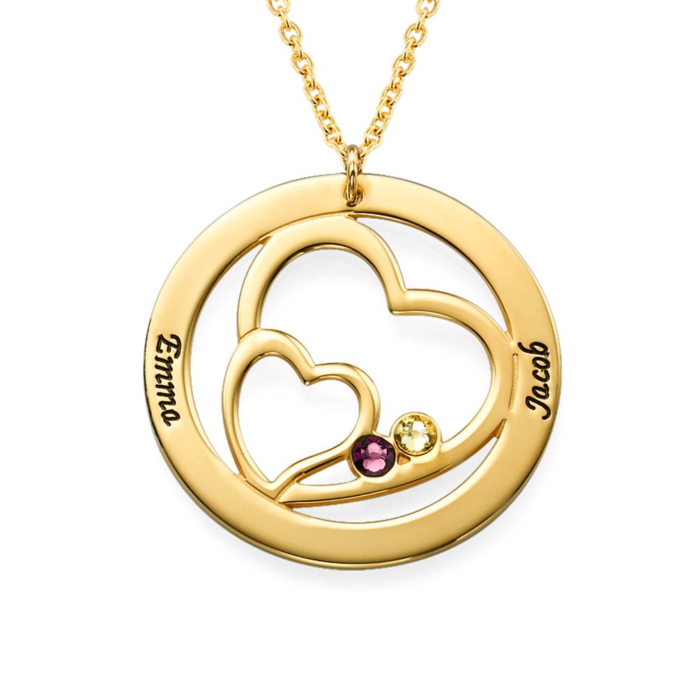 Heart in Heart Birthstone Necklace for Moms in 18k Gold Vermeil-3 product photo
