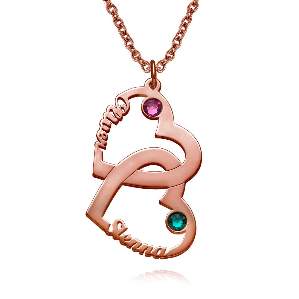 Herz in Herz Halskette - 750er rosévergoldetes Silber Produktfoto