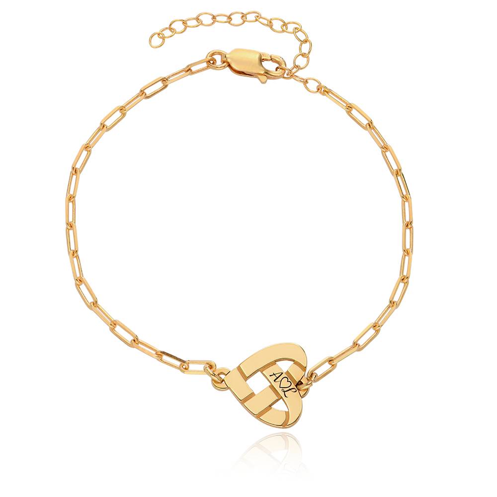 Armband med knutet hjärta i 18K guldplätering-4 produktbilder