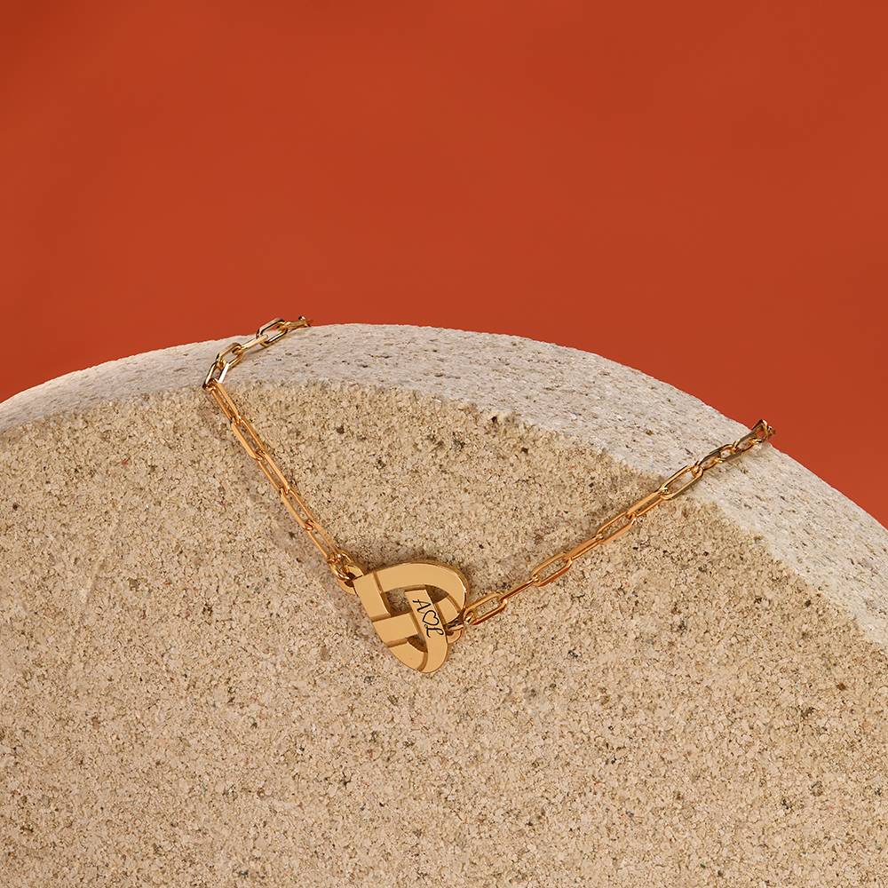 Armband med knutet hjärta i 18K guld vermeil-4 produktbilder