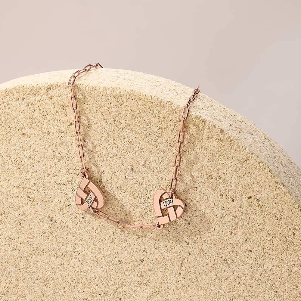Heart Knot Bracelet in 18ct Rose Gold Plating-2 product photo