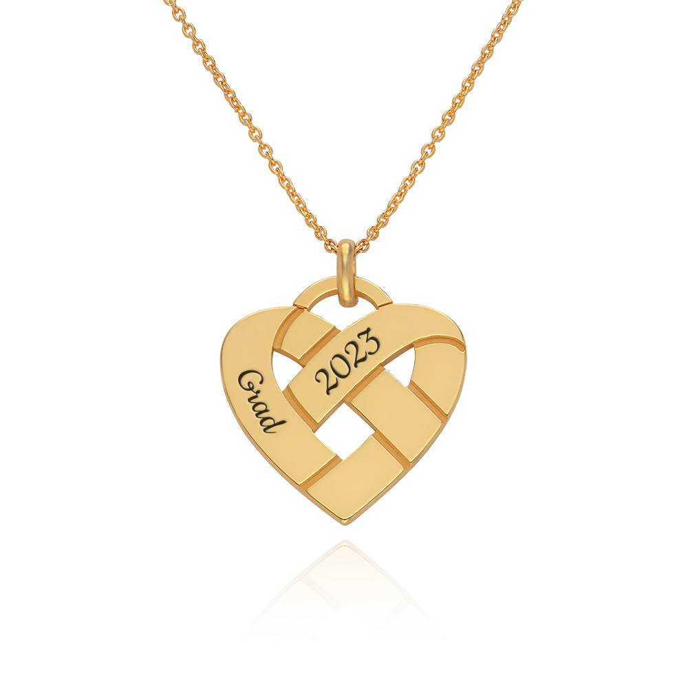 Halsband med knutet hjärta i 18K guld vermeil-3 produktbilder