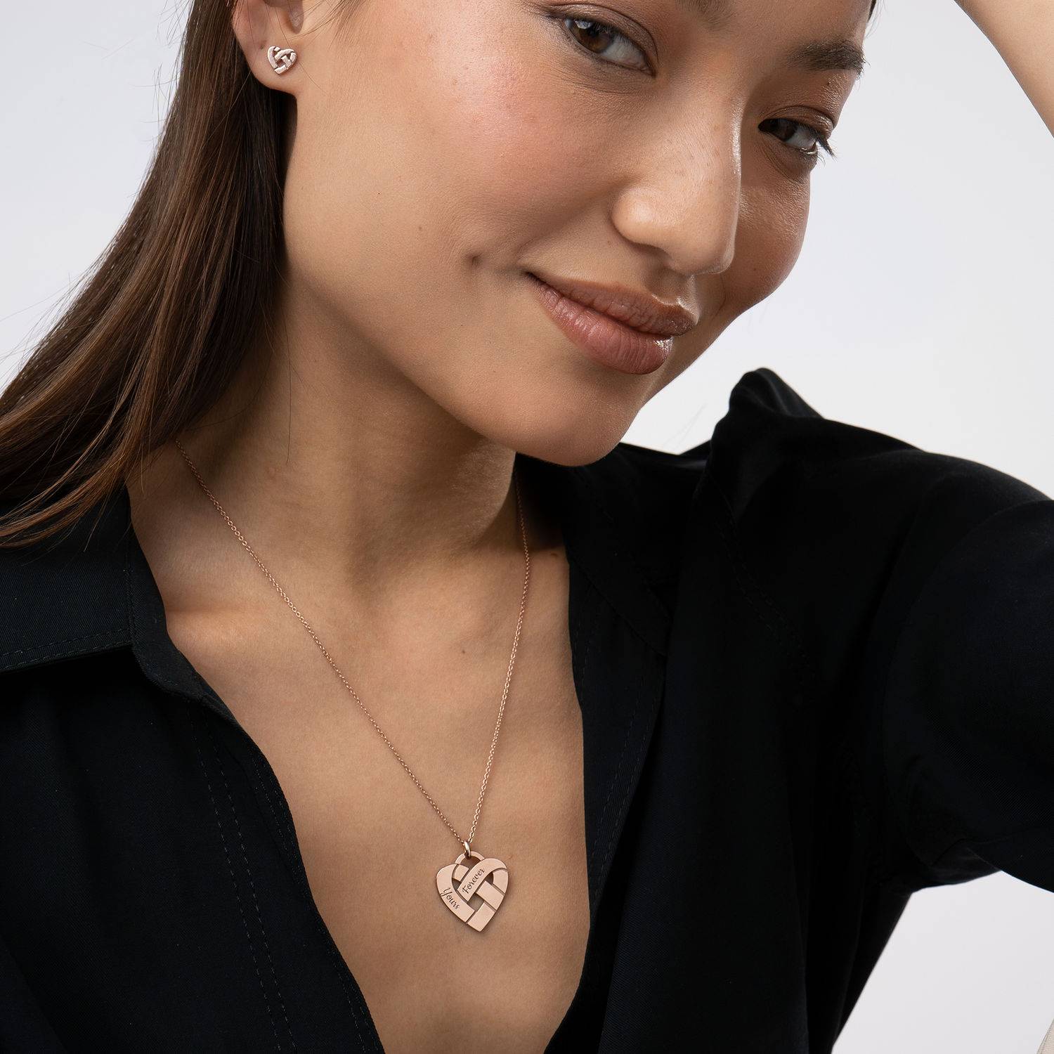 Heart Knot Necklace in 18K Rose Gold Plating-3 product photo