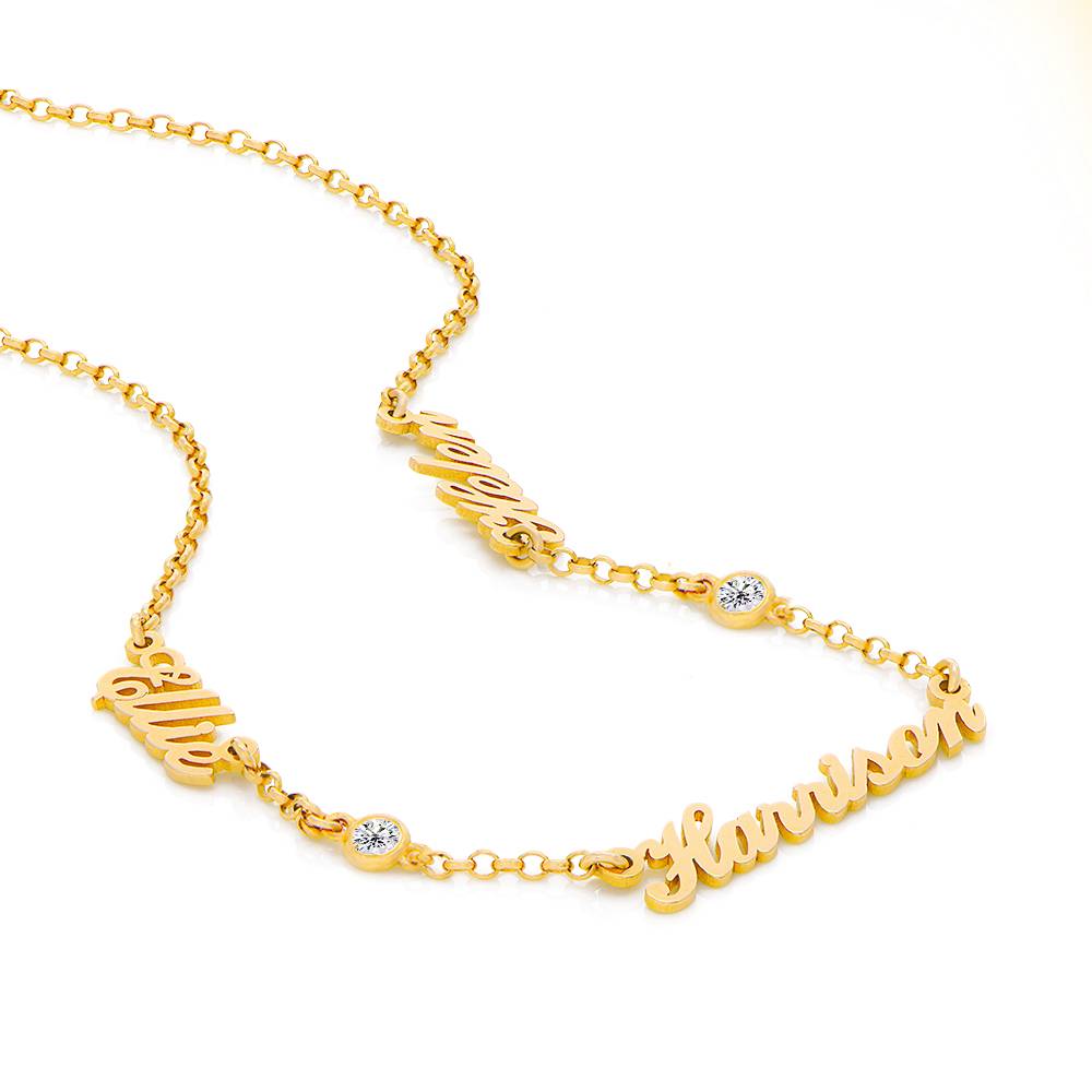 Heritage Halskette mit mehreren Namen und 0,10ct Diamanten – 750er vergoldetes Silber-3 Produktfoto