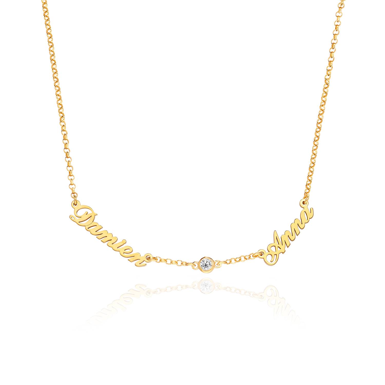 Heritage Halskette mit mehreren Namen und 0,10ct Diamanten – 750er vergoldetes Silber-4 Produktfoto