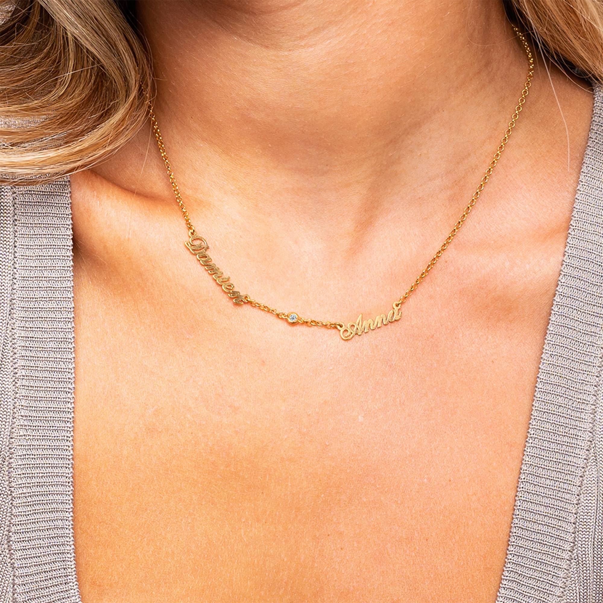 Heritage Halskette mit mehreren Namen und 0,10ct Diamanten – 750er Gold-Vermeil-4 Produktfoto