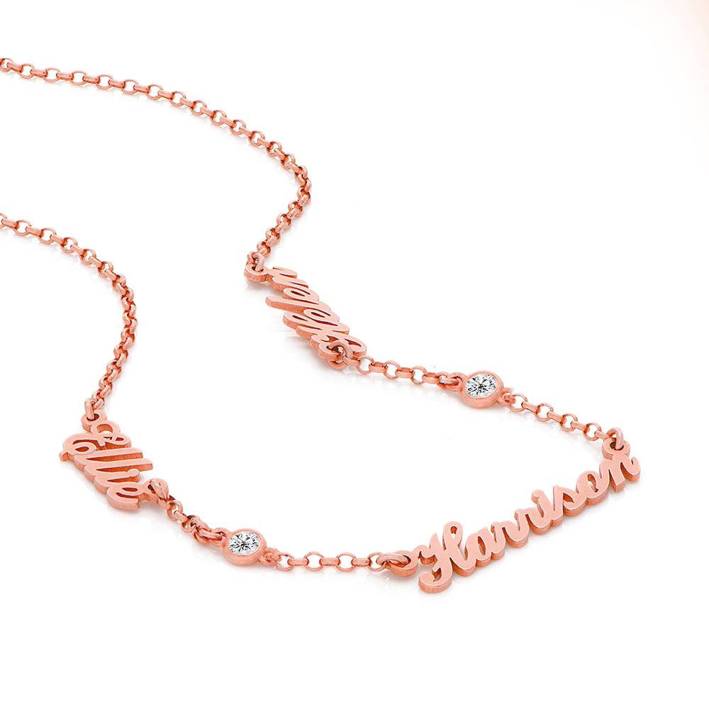 Heritage Halskette mit mehreren Namen und 0,10ct Diamanten - 750er rosé vergoldetes Silber-2 Produktfoto