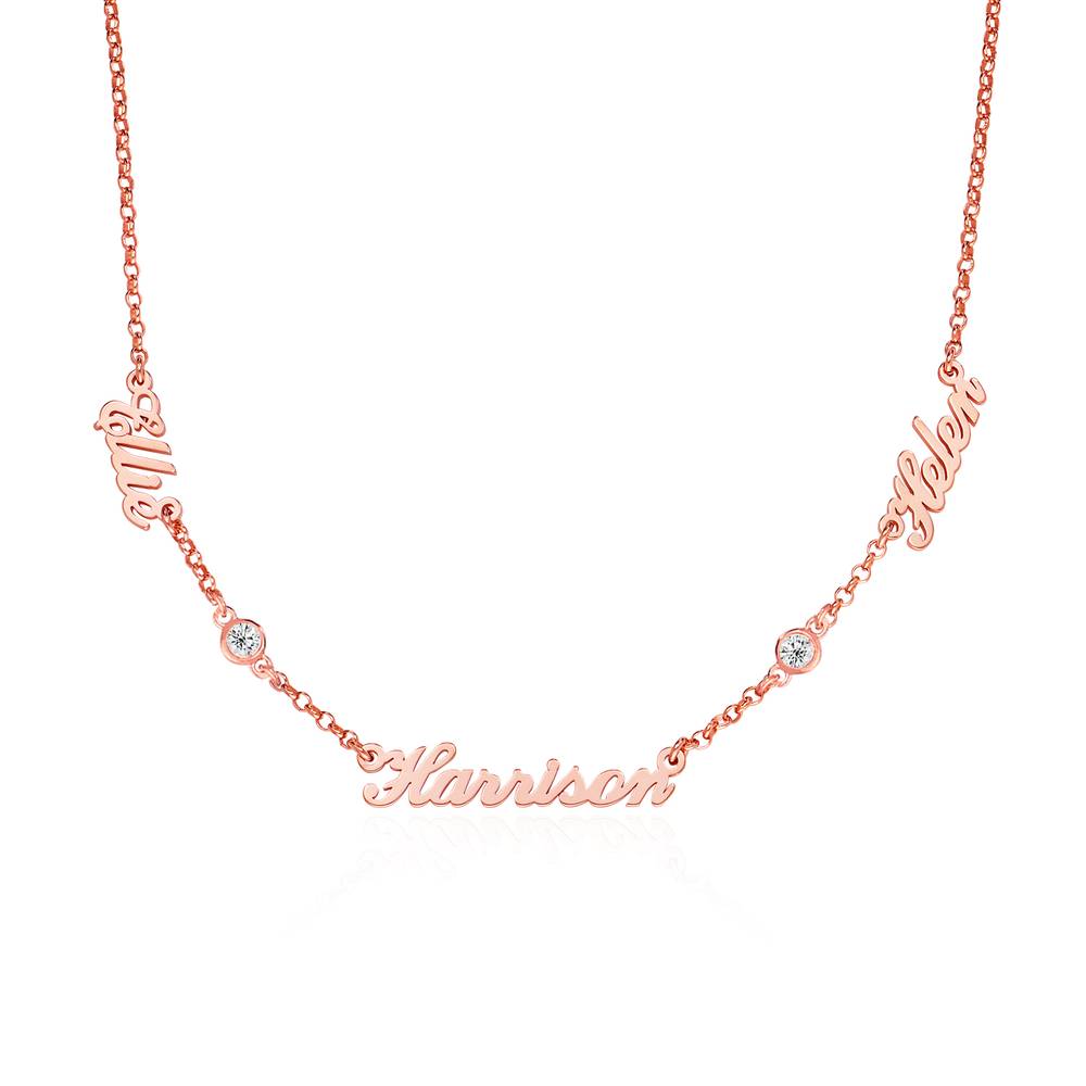 Heritage Meervoudige Naamketting met 0,10 ct Diamanten in Rosé Verguld