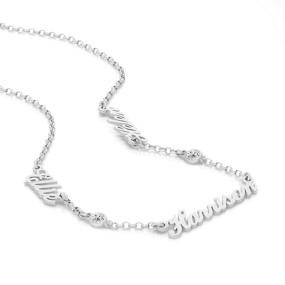 Heritage Halskette mit mehreren Namen und 0,10ct Diamanten – 925er Sterling Silber-1 Produktfoto