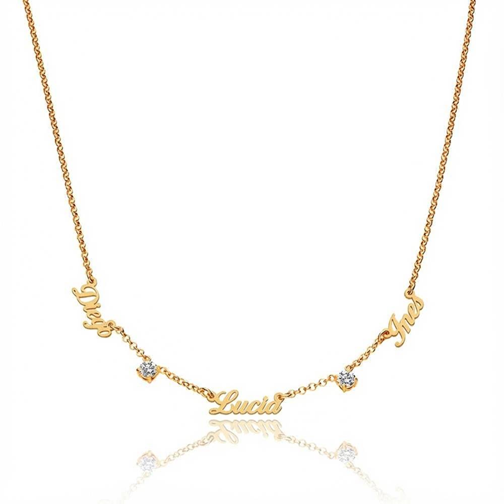 Heritage Meervoudige Naamketting met 0,30 ct Diamanten in Goud Vermeil