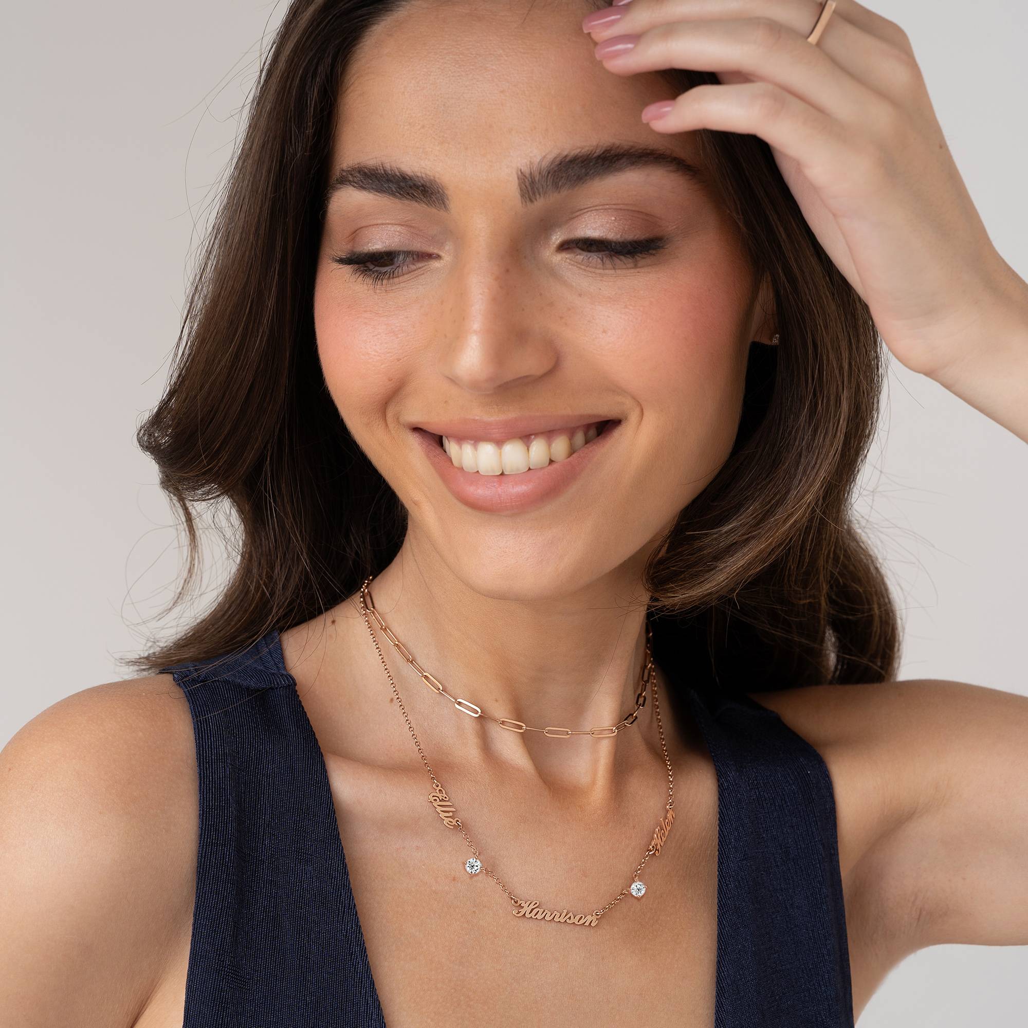 Heritage Halskette mit mehreren Namen und 0,30ct Diamanten - 750er rosé vergoldetes Silber-3 Produktfoto