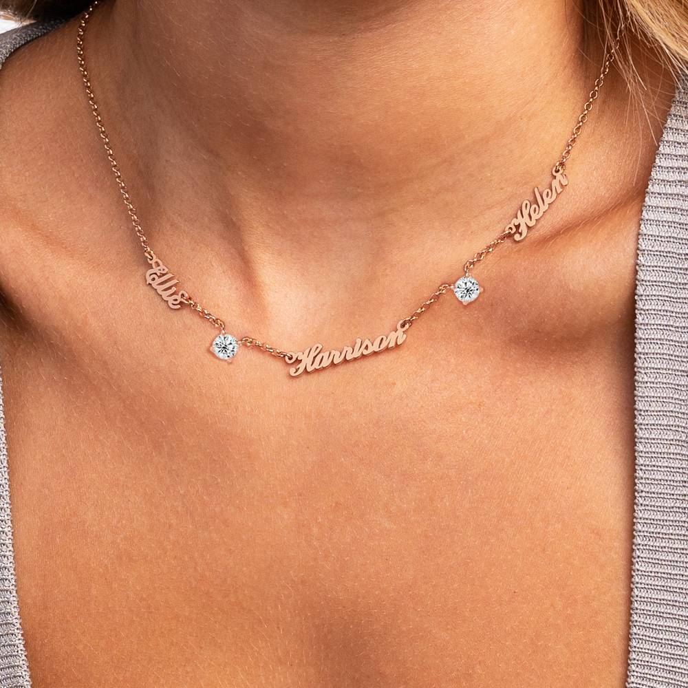 Heritage multinavn halskæde med 0,30ct diamant i 18K roseforgyldning-4 produkt billede