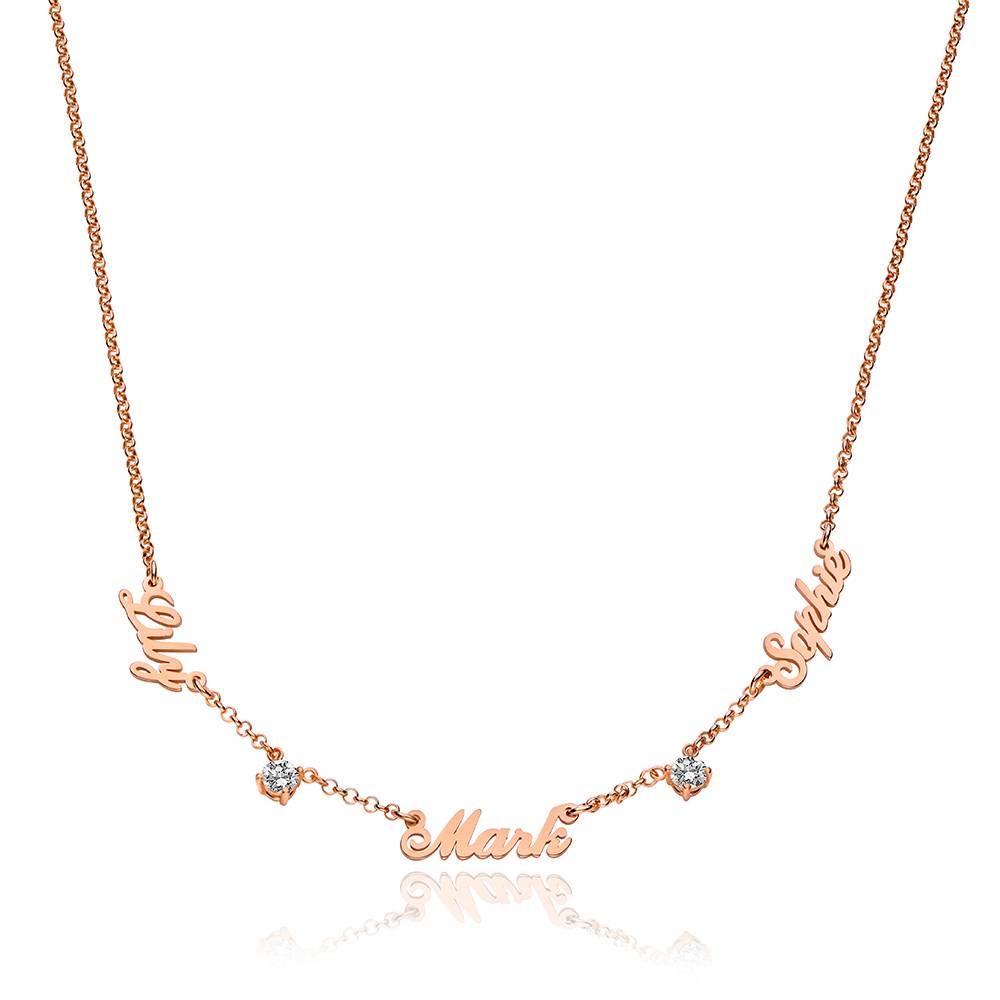 Heritage Meervoudige Naamketting met 0,30 ct Diamanten in Roségoud Vermeil