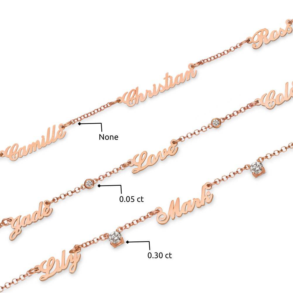 Heritage Multiple Name Necklace with 0.30ct Diamonds in 18ct Rose Gold Vermeil-4 product photo