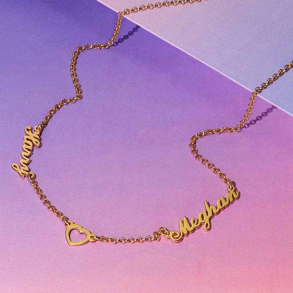 "Heritage Heart" Collar con Nombres Múltiples chapado en oro 18K-2 foto de producto