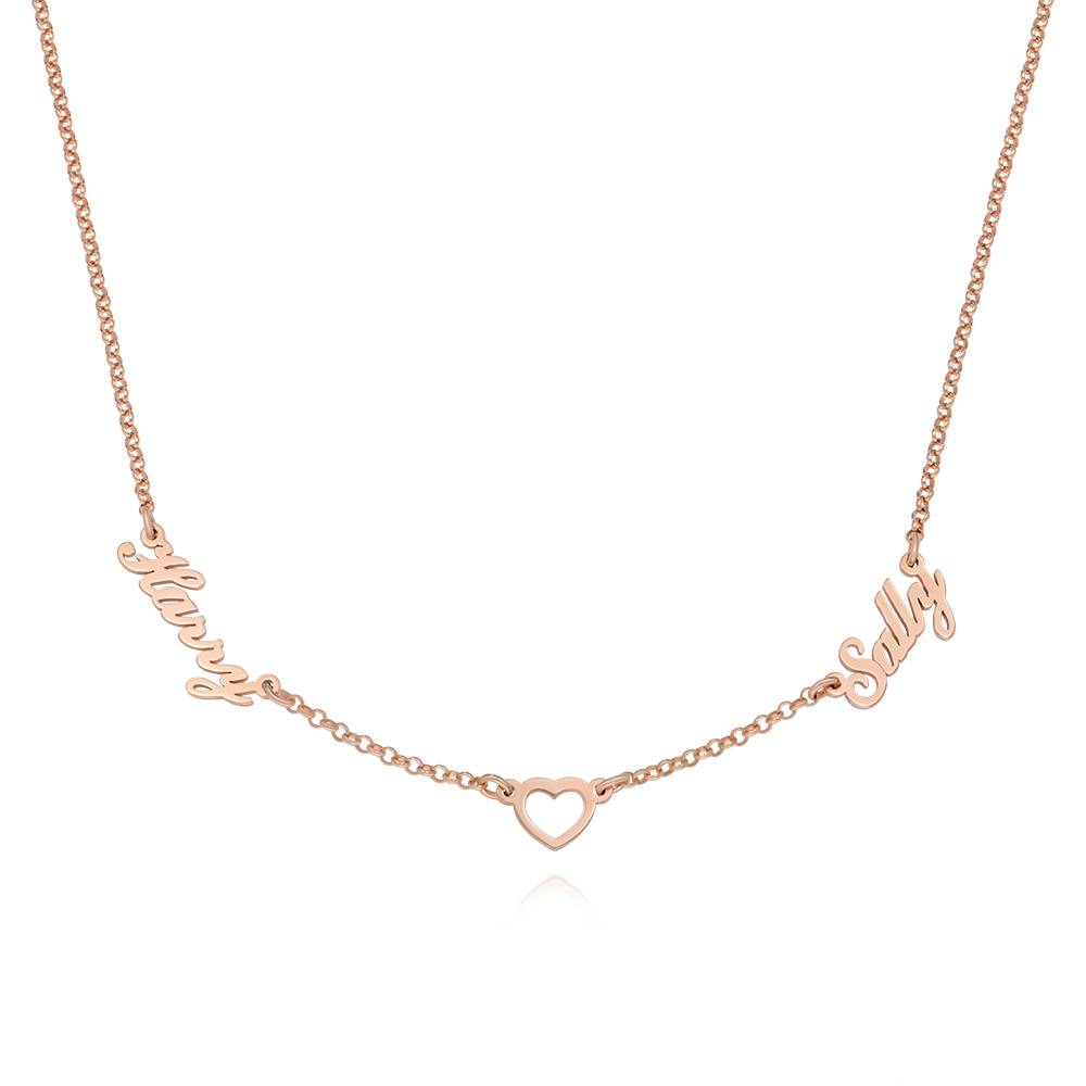 Lovers Heart Name Necklace in 18K Rose Gold Plating product photo