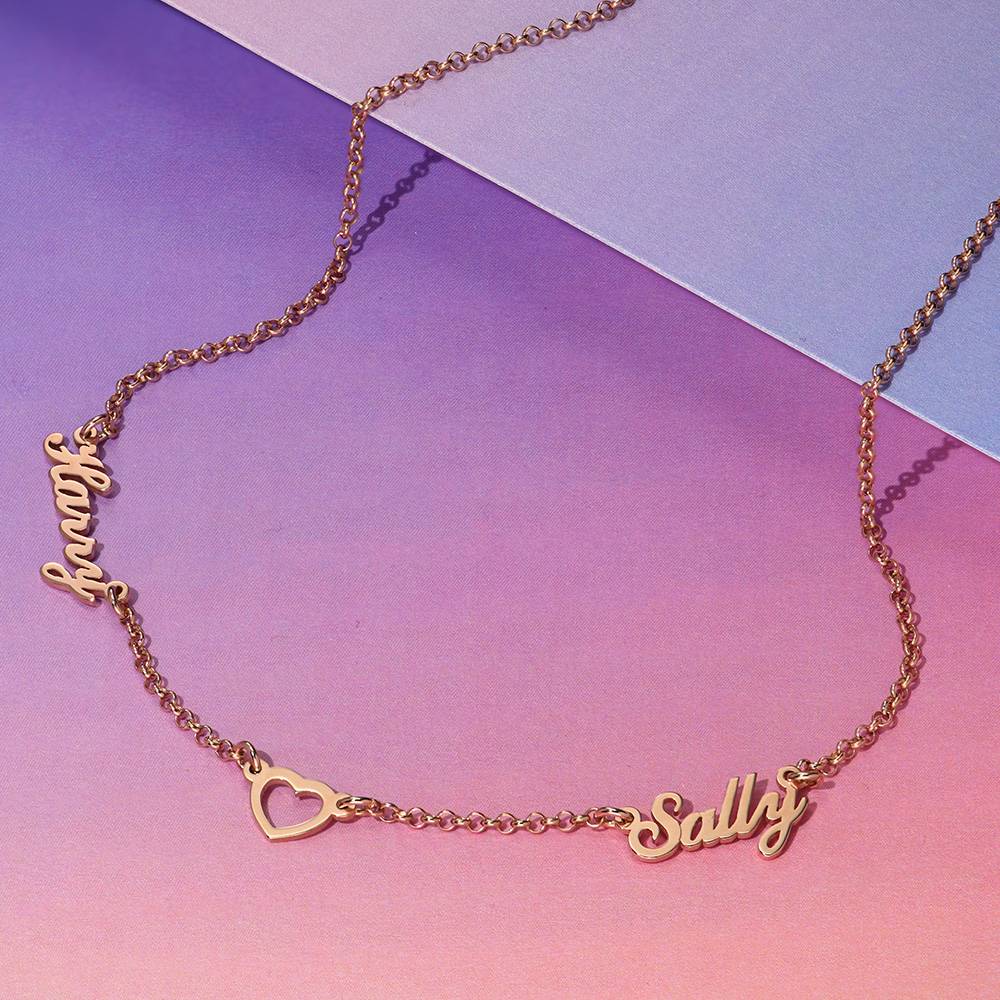 Lovers Heart Name Necklace in 18K Rose Gold Plating product photo