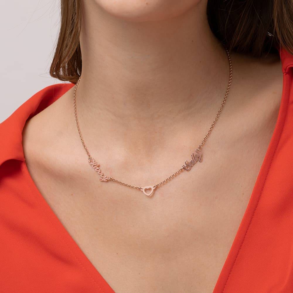 Heritage Heart Multi Name Necklace in 18ct Rose Gold Plating-4 product photo