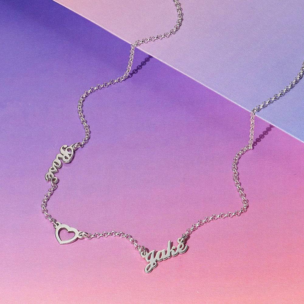 Lovers Heart Name Necklace in Sterling Silver-2 product photo