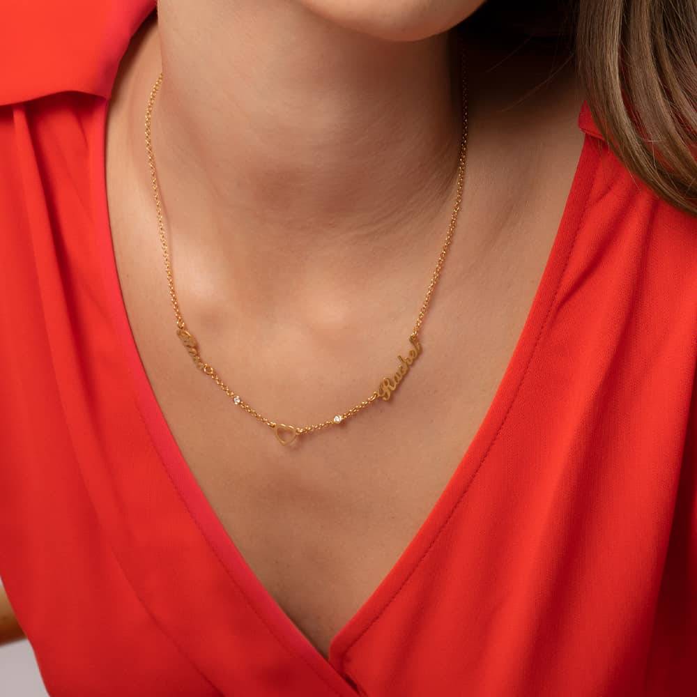 "Heritage Heart" Collar con Nombres Múltiples con diamante, chapado en oro 18K-3 foto de producto