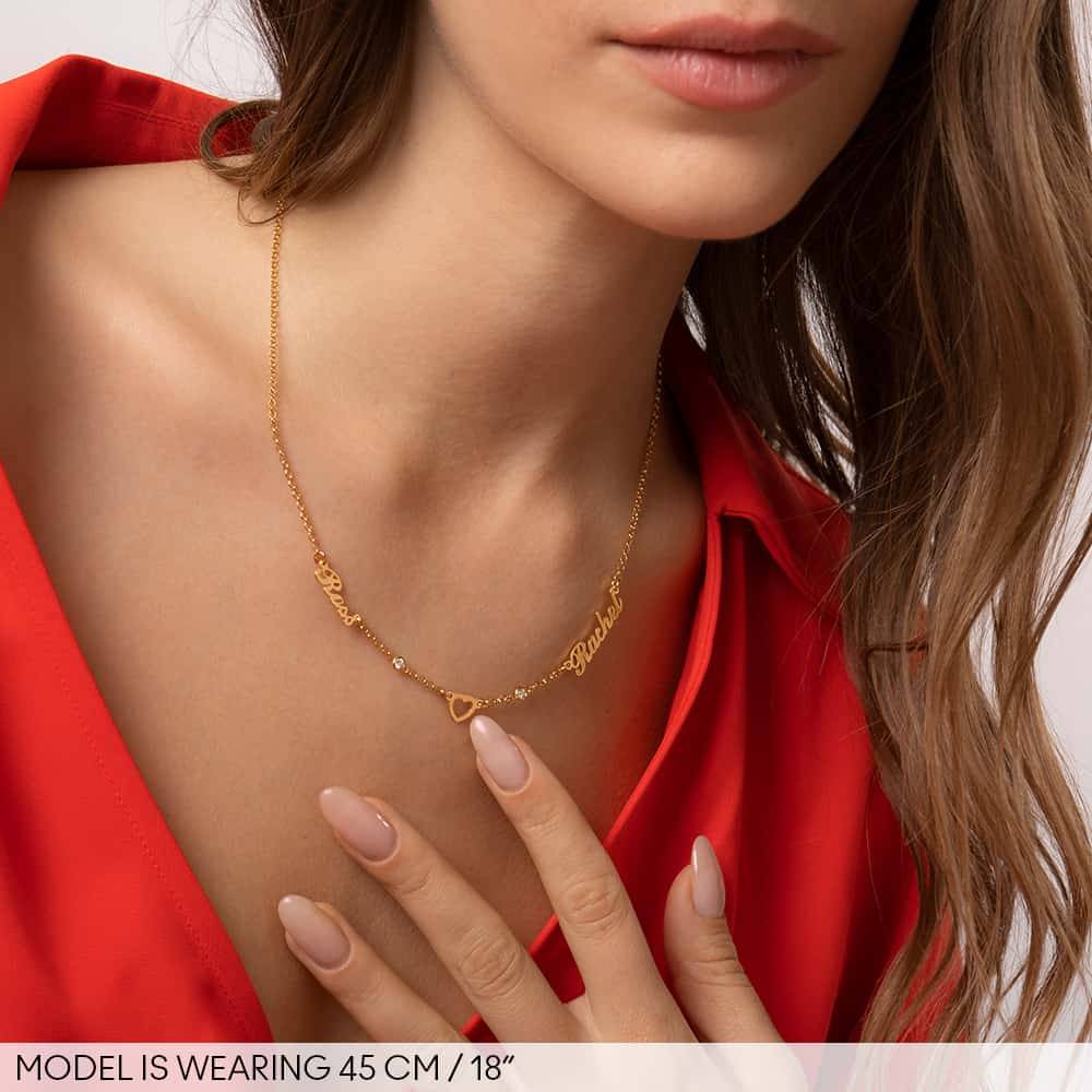 Lovers Heart Name Necklace With Diamonds in 18K Gold Plating product photo