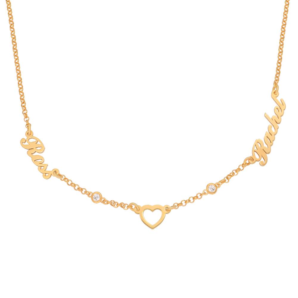 Heritage hjertenavne halskæde med flere navne og diamanter i 18K guld produkt billede
