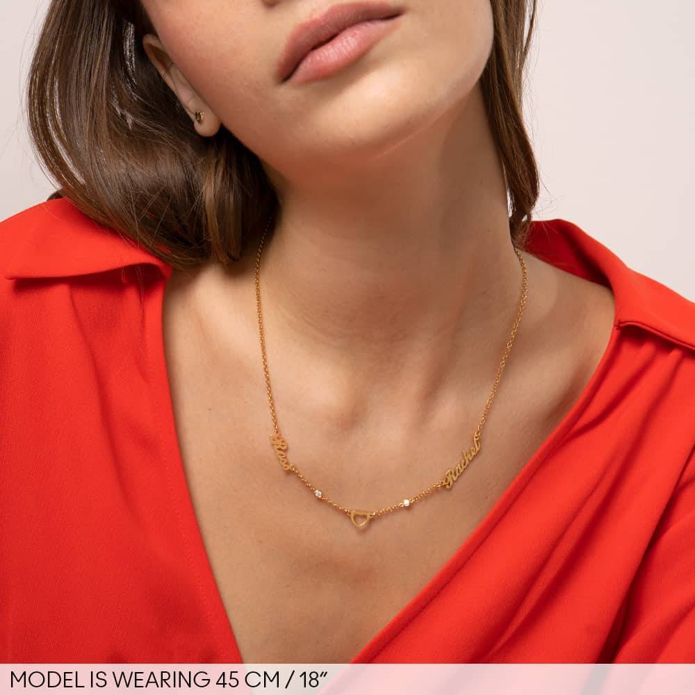Lovers Heart Name Necklace With Diamonds in 18K Gold Vermeil product photo