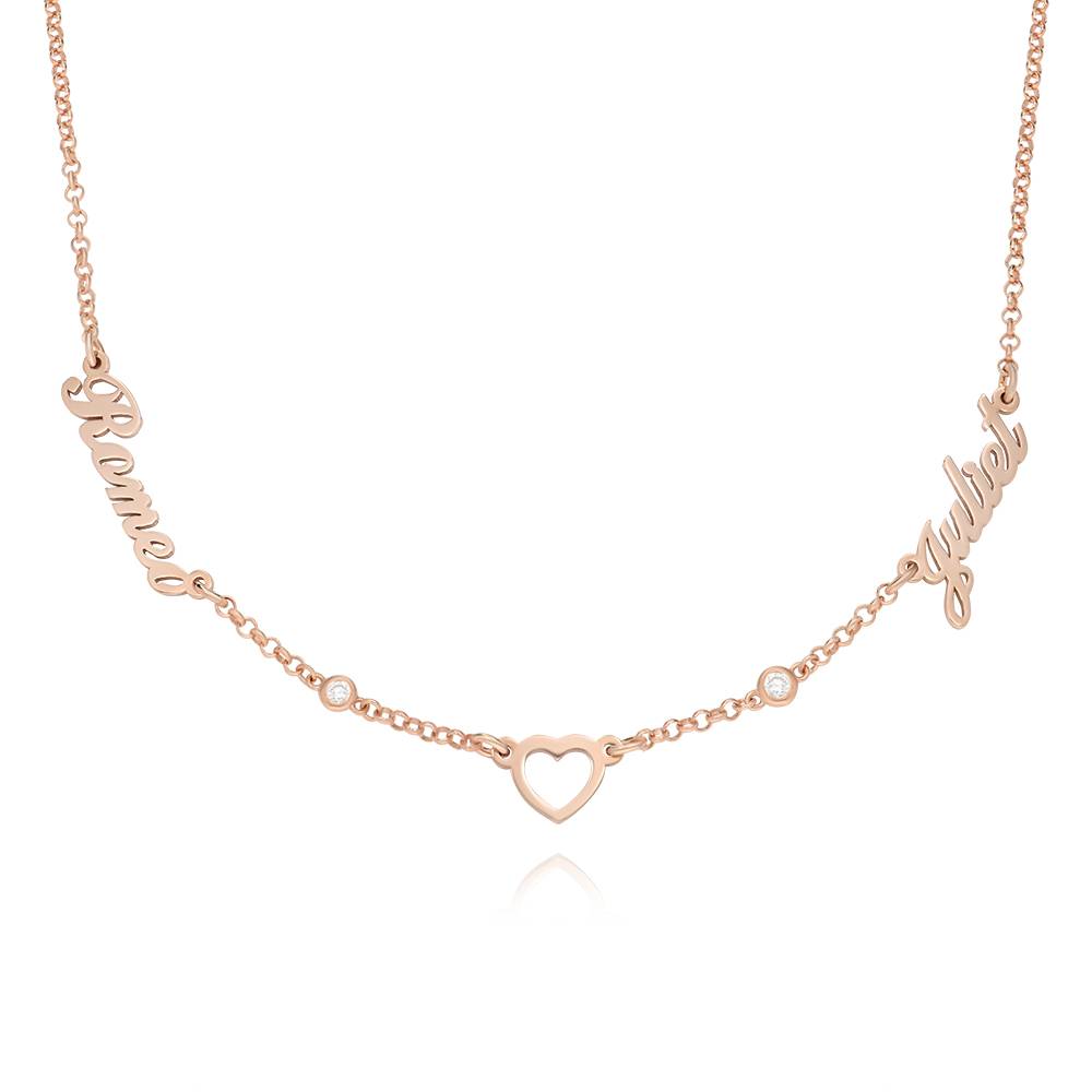 Lovers Heart Name Necklace With Diamonds in 18ct Rose Gold Plating product photo
