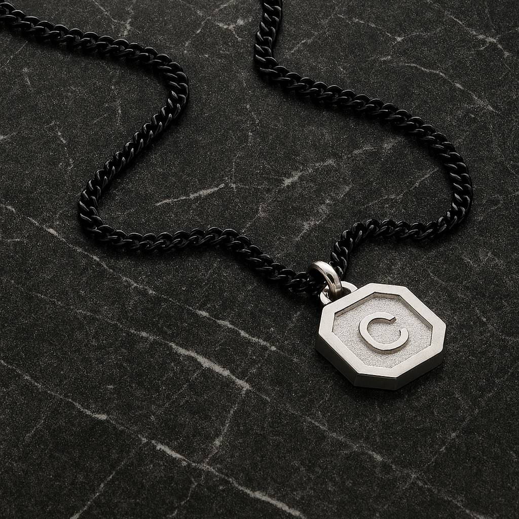 Heritage Initial Necklace for Men in Silver-5 product photo