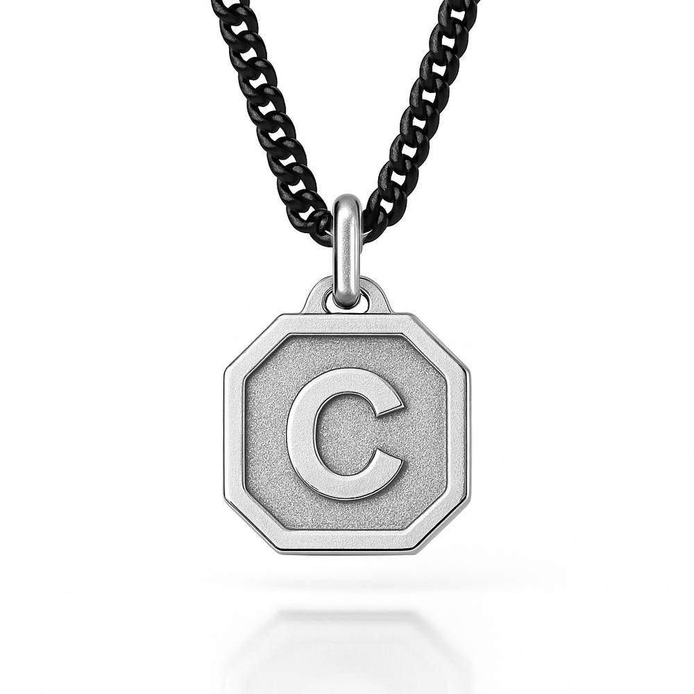 Heritage Initiaal Ketting voor Mannen in Zilver