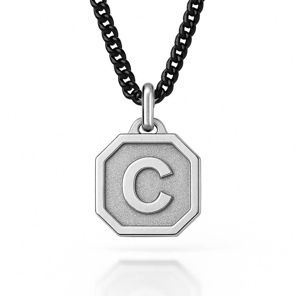 Heritage Initial Necklace for Men in Silver-6 product photo