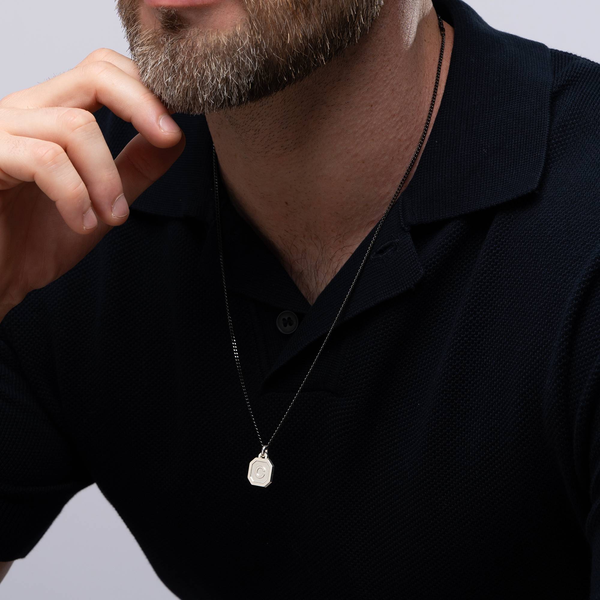 Heritage Initial Necklace for Men in Sterling Silver-5 product photo