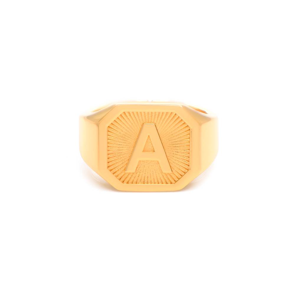 Heritage Initial Ring für Herren  - 750er vergoldetes Silber-4 Produktfoto