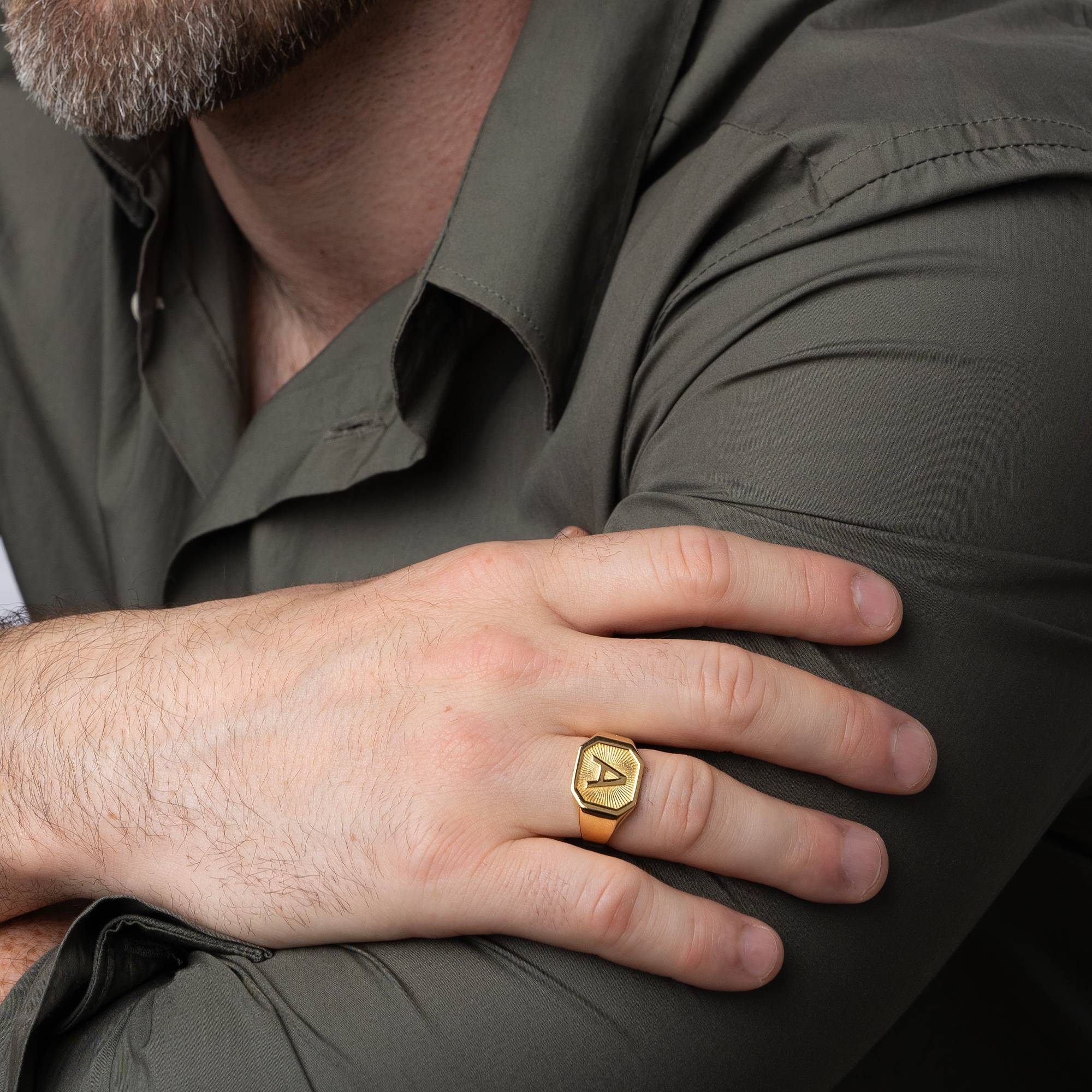 Heritage Initial Ring for Men in 18K Gold Plating-2 product photo