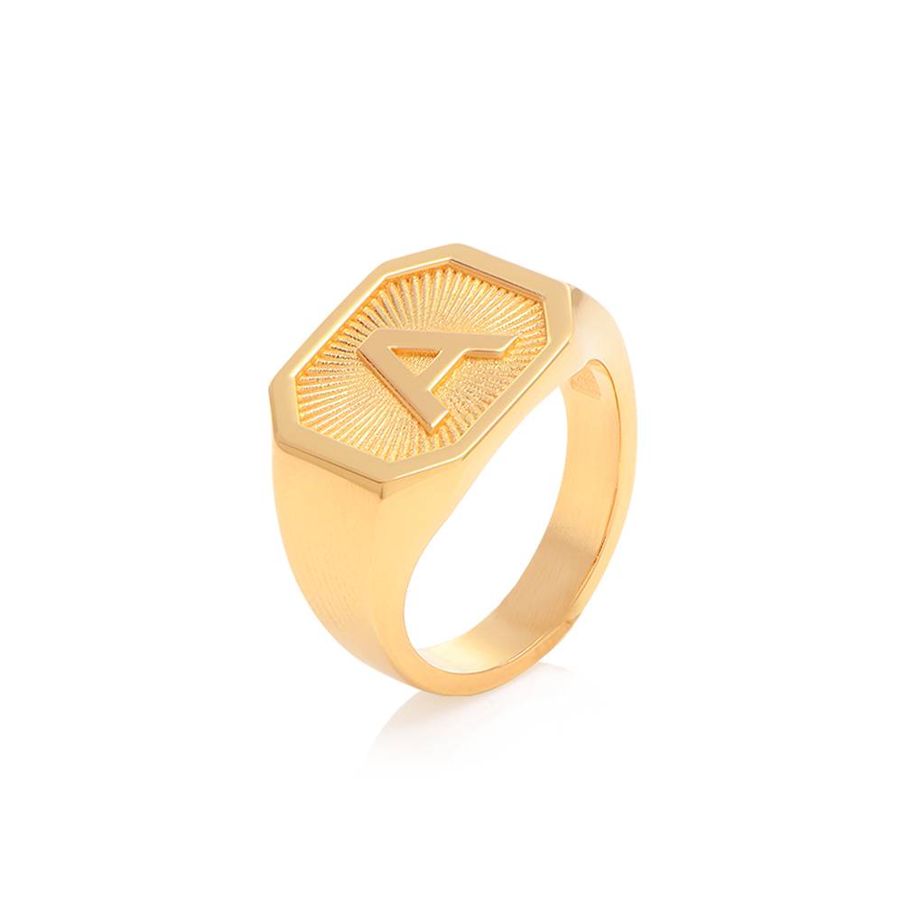 Heritage Initial Ring für Herren - 750er vergoldetes Silber Produktfoto