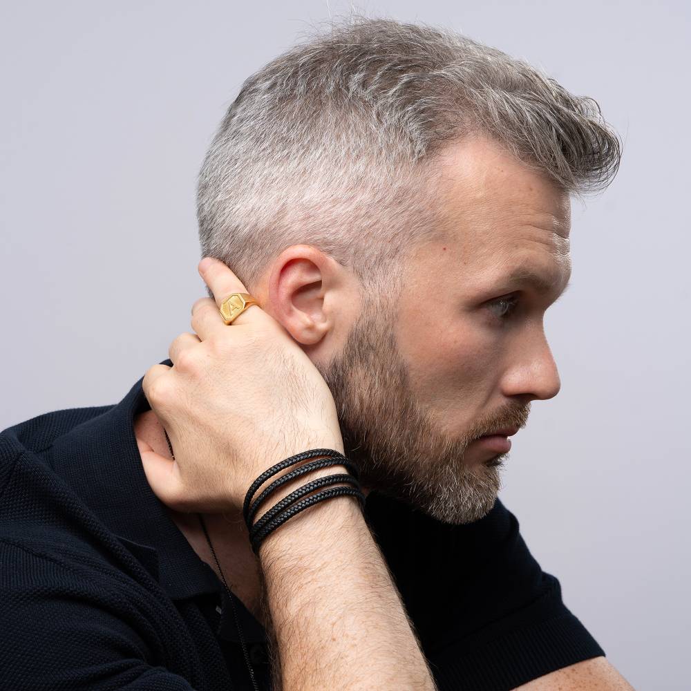 Heritage Initiaal Ring voor Mannen in Goud Vermeil
